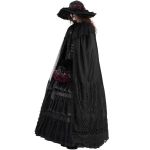 Longue Cape à Capuche 'Darkness' en Dentelle Noire
