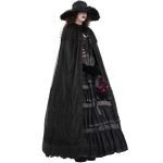 Longue Cape à Capuche 'Darkness' en Dentelle Noire