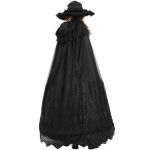 Longue Cape à Capuche 'Darkness' en Dentelle Noire