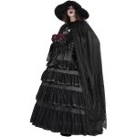 Longue Cape à Capuche 'Darkness' en Dentelle Noire