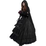 Longue Cape à Capuche 'Darkness' en Dentelle Noire