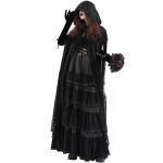 Longue Cape à Capuche 'Darkness' en Dentelle Noire