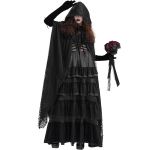 Longue Cape à Capuche 'Darkness' en Dentelle Noire