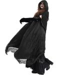 Longue Cape à Capuche 'Darkness' en Dentelle Noire