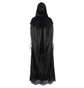 Longue Cape à Capuche 'Darkness' en Dentelle Noire