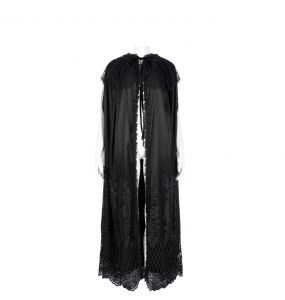 Longue Cape à Capuche 'Darkness' en Dentelle Noire