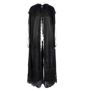 Longue Cape à Capuche 'Darkness' en Dentelle Noire