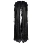 Longue Cape à Capuche 'Darkness' en Dentelle Noire