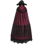 Longue Cape à Capuche 'Glamour' en Dentelle Bordeaux