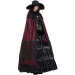 Longue Cape à Capuche 'Glamour' en Dentelle Bordeaux