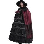 Longue Cape à Capuche 'Glamour' en Dentelle Bordeaux