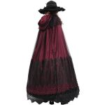 Longue Cape à Capuche 'Glamour' en Dentelle Bordeaux