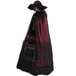 Longue Cape à Capuche 'Glamour' en Dentelle Bordeaux