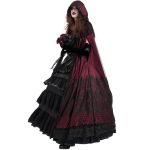 Longue Cape à Capuche 'Glamour' en Dentelle Bordeaux