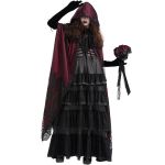 Longue Cape à Capuche 'Glamour' en Dentelle Bordeaux