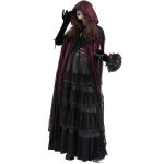 Longue Cape à Capuche 'Glamour' en Dentelle Bordeaux