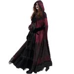 Longue Cape à Capuche 'Glamour' en Dentelle Bordeaux