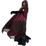 Longue Cape à Capuche 'Glamour' en Dentelle Bordeaux