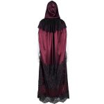 Longue Cape à Capuche 'Glamour' en Dentelle Bordeaux