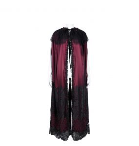 Longue Cape à Capuche 'Glamour' en Dentelle Bordeaux