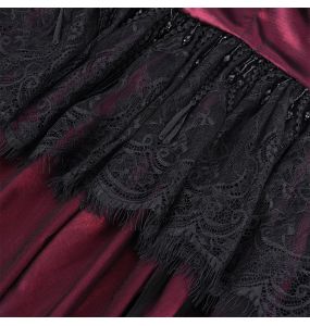 Longue Cape à Capuche 'Glamour' en Dentelle Bordeaux