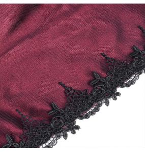 Longue Cape à Capuche 'Glamour' en Dentelle Bordeaux