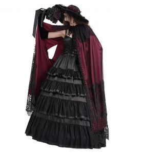 Bouquet De Mariée Style Gothique - Noir Et Bordeaux - Fleurs Artificielles Avec Plumes Et Ruban