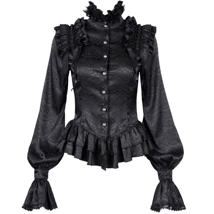Chemisier Gothique Victorien 'Laura' Noir