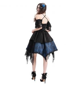 Robe Asymétrique 'Ovida' Noire et Bleue