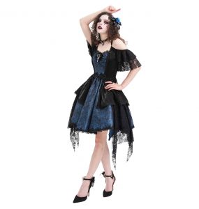 Robe Asymétrique 'Ovida' Noire et Bleue