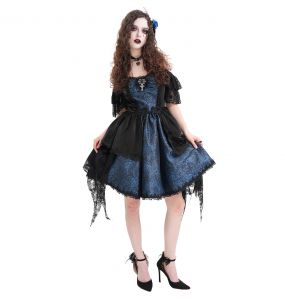 Robe Asymétrique 'Ovida' Noire et Bleue