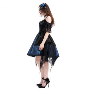 Robe Asymétrique 'Ovida' Noire et Bleue