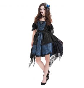 Robe Asymétrique 'Ovida' Noire et Bleue