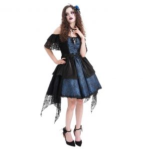 Robe Asymétrique 'Ovida' Noire et Bleue