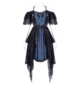 Robe Asymétrique 'Ovida' Noire et Bleue