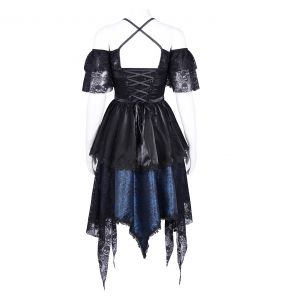 Robe Asymétrique 'Ovida' Noire et Bleue