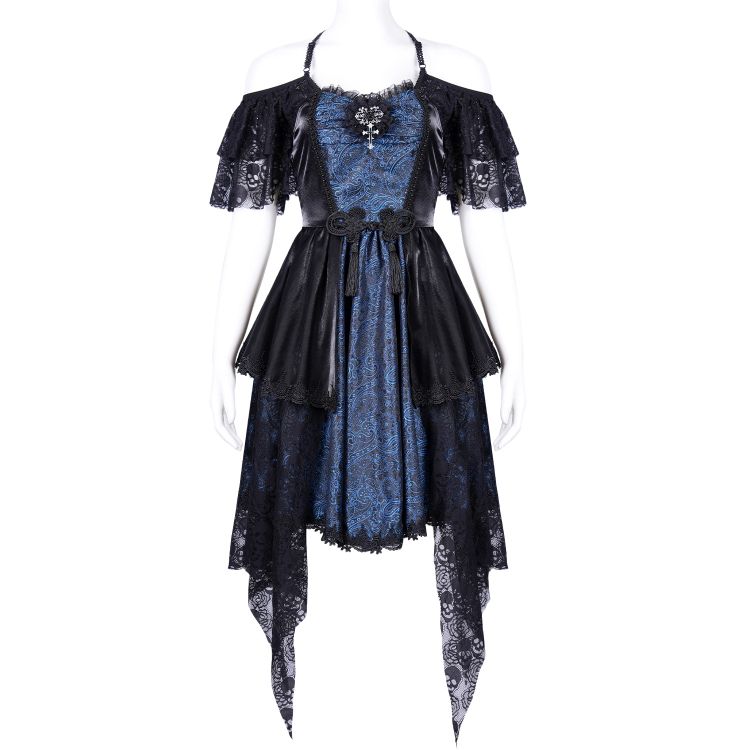 Robe Asymétrique 'Ovida' Noire et Bleue
