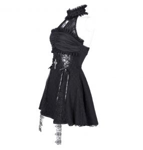 Robe Courte Gothic Lolita 'Lorelei' Noire