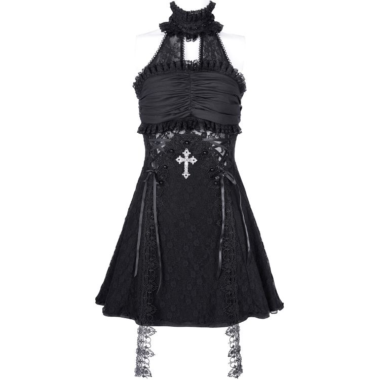 Robe Courte Gothic Lolita 'Lorelei' Noire