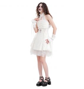 Robe Courte Gothic Lolita 'Lorelei' Blanche