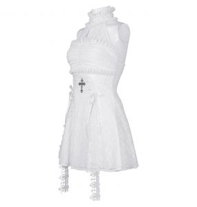 Robe Courte Gothic Lolita 'Lorelei' Blanche