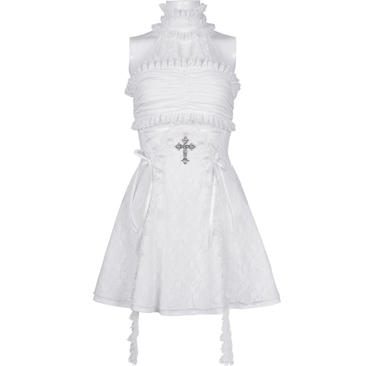 White 'Lorelei' Gothic Lolita Short Dress