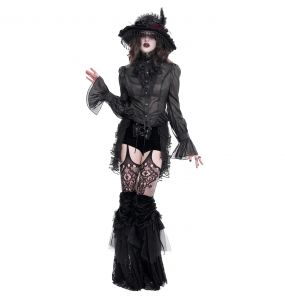 Short 'Elianor' en Velours et Résille Noirs