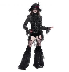 Short 'Elianor' en Velours et Résille Noirs