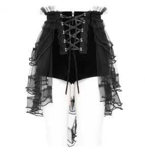 Short 'Elianor' en Velours et Résille Noirs