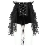 Black Velvet and Mesh 'Elianor' Shorts