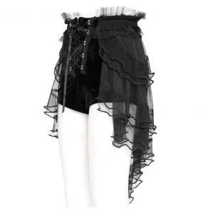 Short 'Elianor' en Velours et Résille Noirs