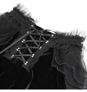 Short 'Elianor' en Velours et Résille Noirs