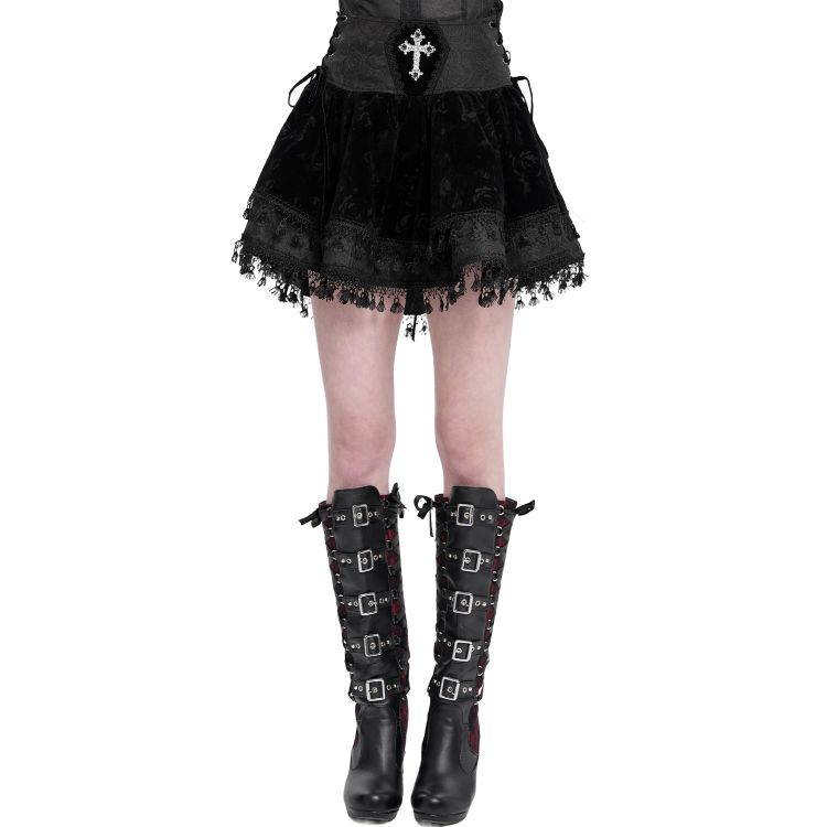 Black 'Elianor' Gothic Mini Skirt
