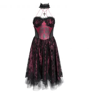 Robe Gothique 'Ribcage' Bordeaux